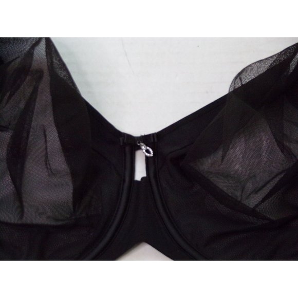 CURVY COUTURE Full Figure Non-Padded Sheer Mesh Underwire Bra Black 44DD #1311 - Picture 9 of 9
